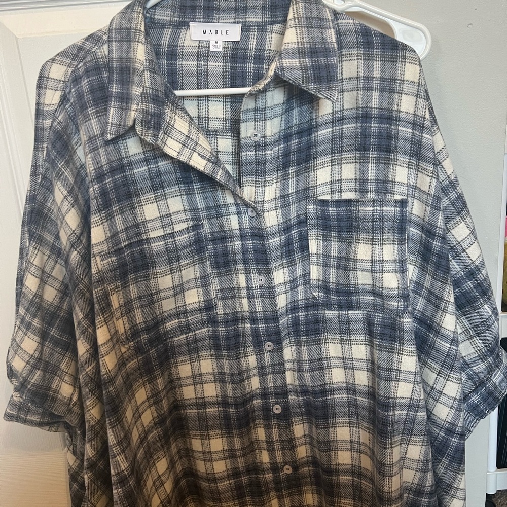 Oversized, plaid flannel top